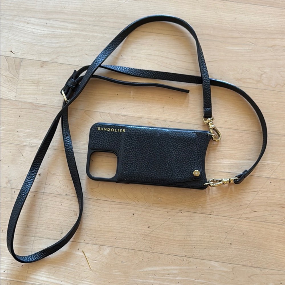 Bandolier Black Crossbody Phone Case iPhone 13 Mini.